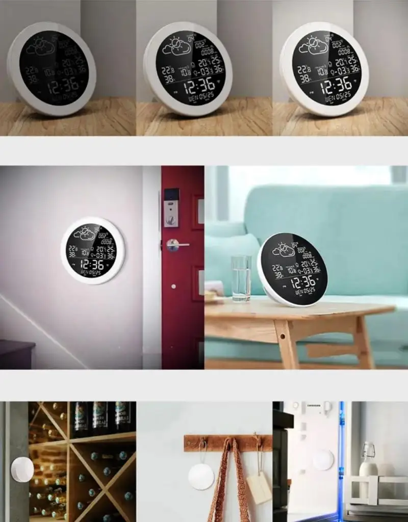 TUYA Wi-Fi ЖК-цифровые часы измеритель температуры и влажности Крытый и открытый умный термометр гигрометр метеостанция TH датчик