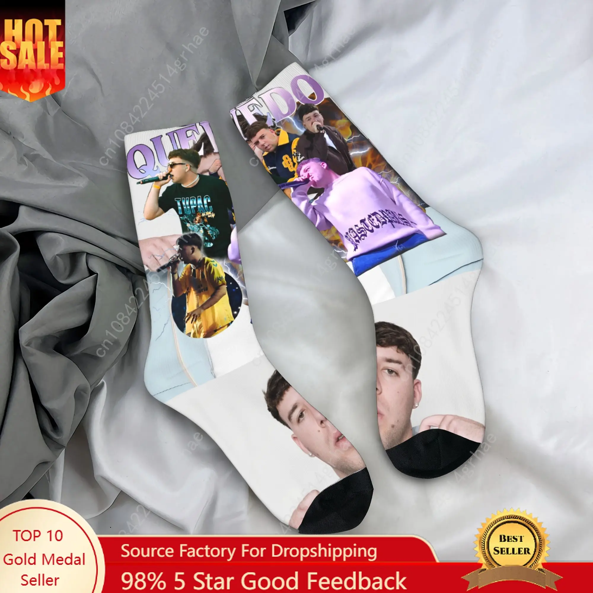 Quevedo 2025 Tour chaussettes bas gothiques printemps Anti-transpiration hommes chaussettes respirant graphique Skateboard chaussettes