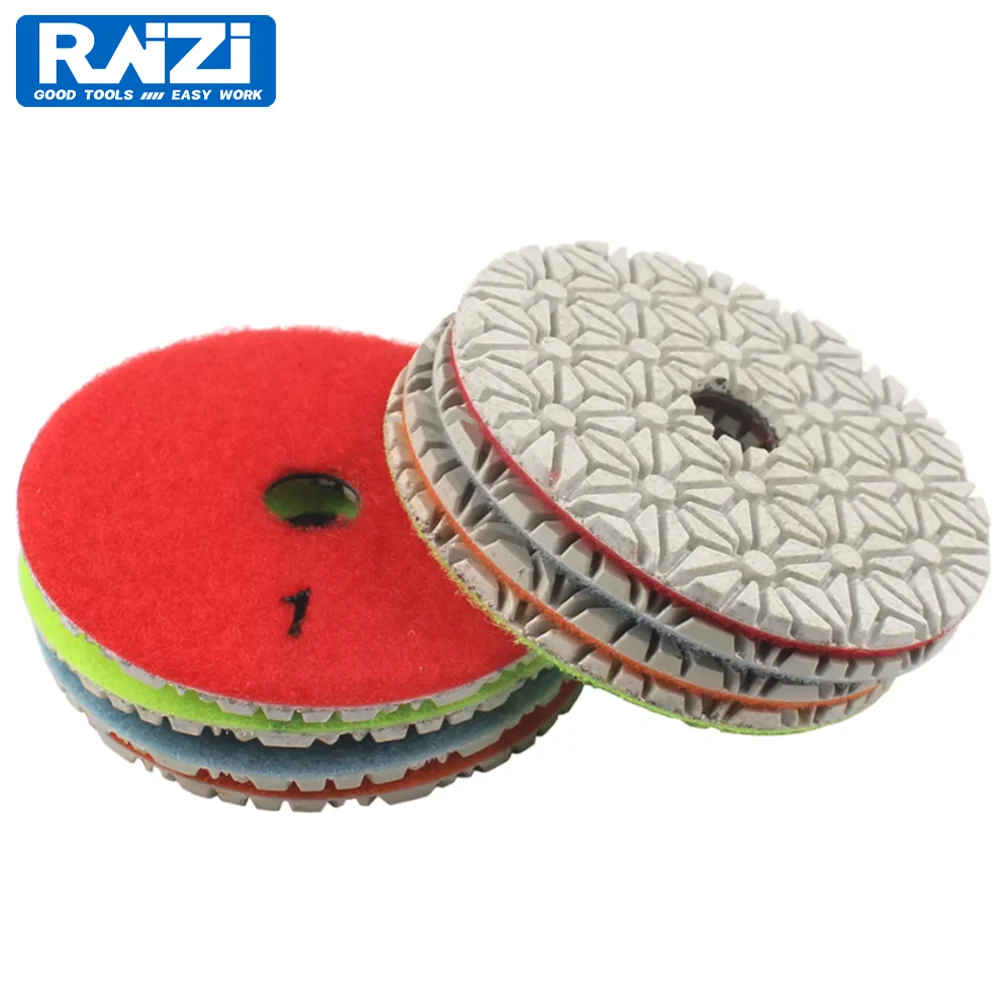 Raizi 100 mm 3 Step Wet Diamond Polishing Pads kit for Granite Marble Stone Abrasive Sanding Discs