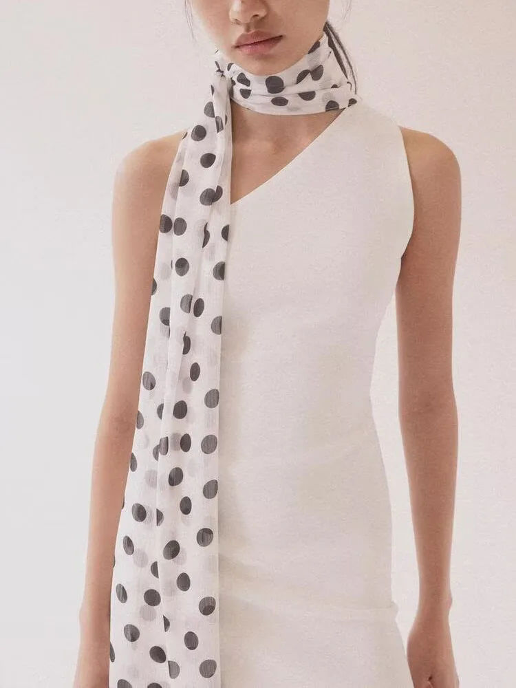 Summer New Arrival Polka Dot Scarf Shoulder Bared Neck Hanging Dress Women's Fashion Ethnic Clothing Stage Performance Wear - view 4