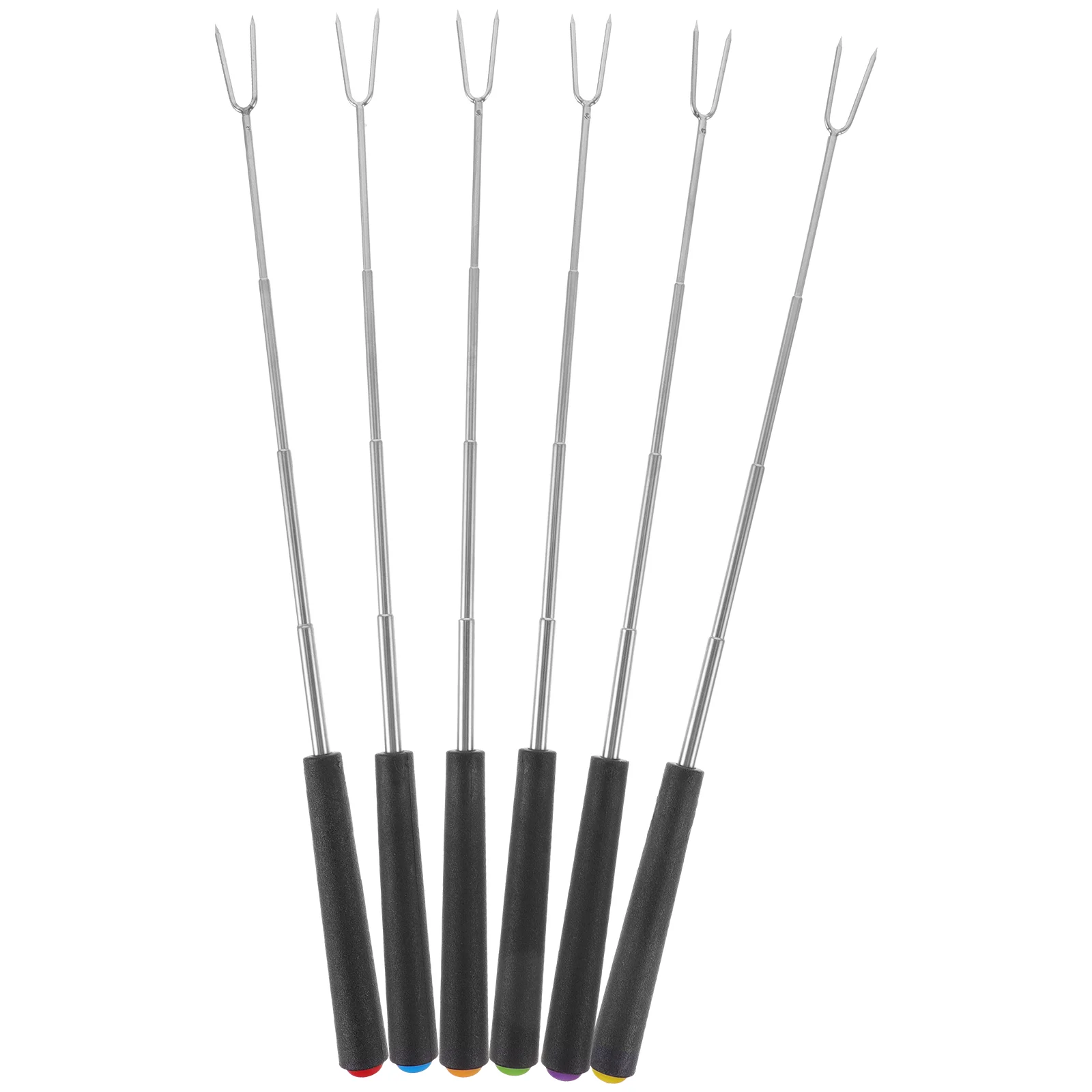 

6 Pcs Grill Tools Telescopic Barbecue Fork Stainless Steel Forks U-shaped BBQ Cooking Meat Skewers