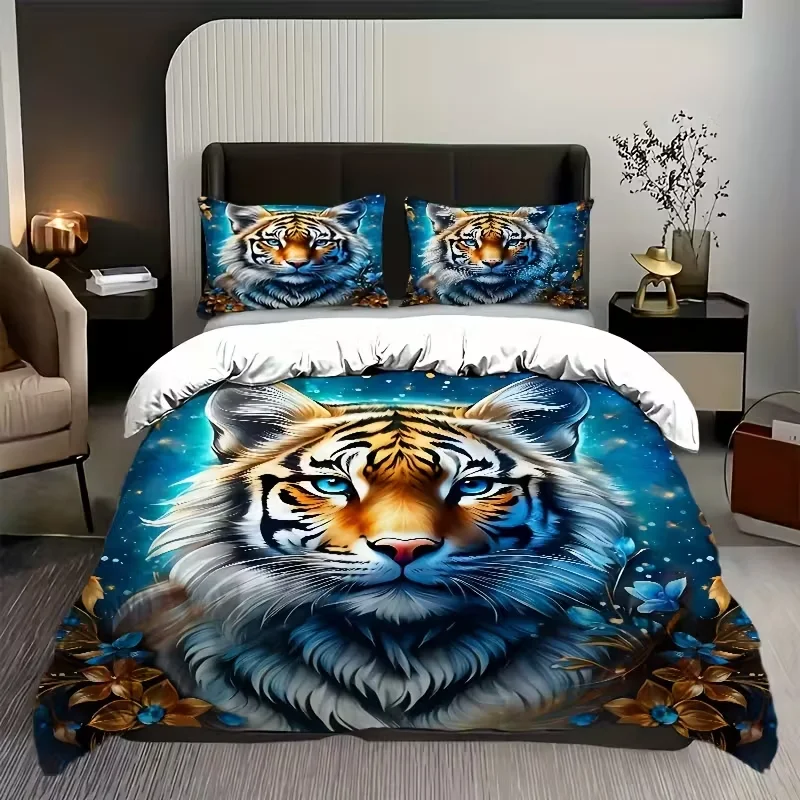 

3pcs Kids Tiger Duvet Cover Set Soft Comfortable Duvet Cover for Bedroom Room Children Gifts Bedroom Decor
