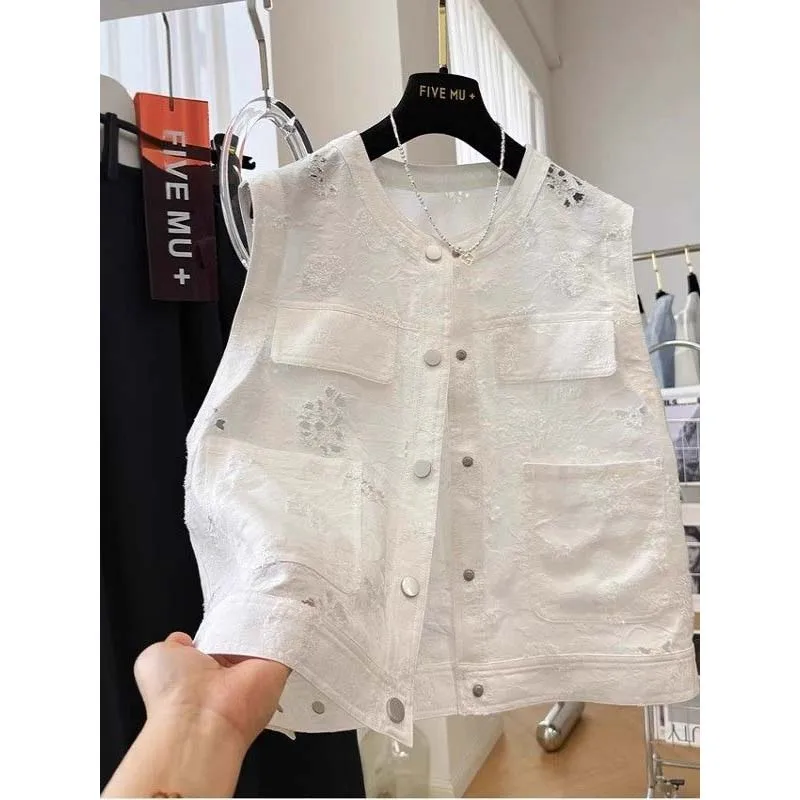 2026 New Solid Sleeveless Vest Korean Version Spring Autumn Women's Jacket Casual Fashion Be All-match Ladies WaistCoat Coat