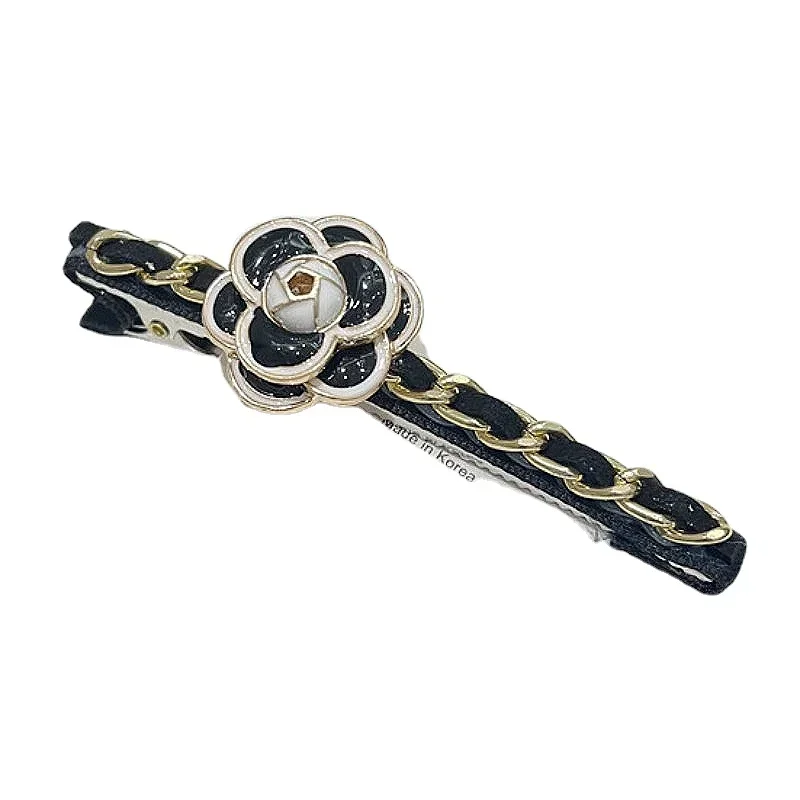 Korean Fashion Vintage Camellia Flower Chain Hair Clip for Girls with Bangs Hairclip Accessories Barette Cheveux Femme