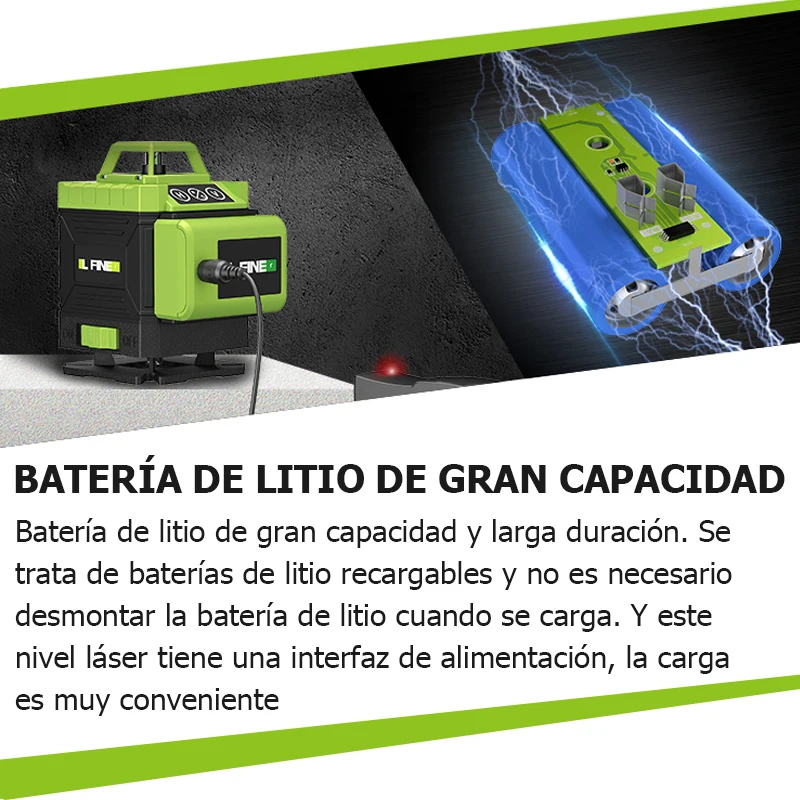 Línea láser de 16 líneas, nivel verde, Línea Verde, nivel automático 360, Horizontal y Vertical, Rayo Verde ultrapotente, multifunción