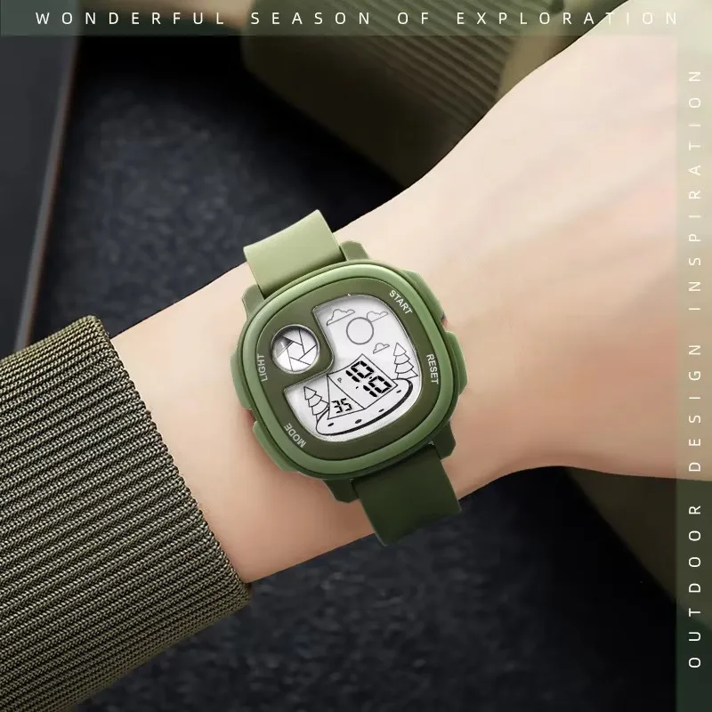 Kinderen elektronisch horloge sport gepersonaliseerde jongens en meisjes wekker timing waterdicht student cijfer polshorloge