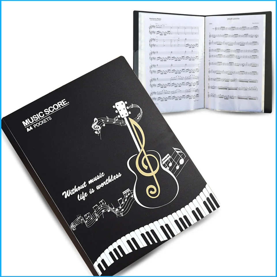 40/80 Pages A4 Multi-layer Music Score Folder Practice Piano Paper Sheets Document Storage Organizer Pentameter Storage