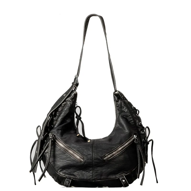

Puttee Design Women Shoulder Bags Punk Style Hobos Crossbody Bag Luxury Soft Pu Leather Messenger Bag 2025