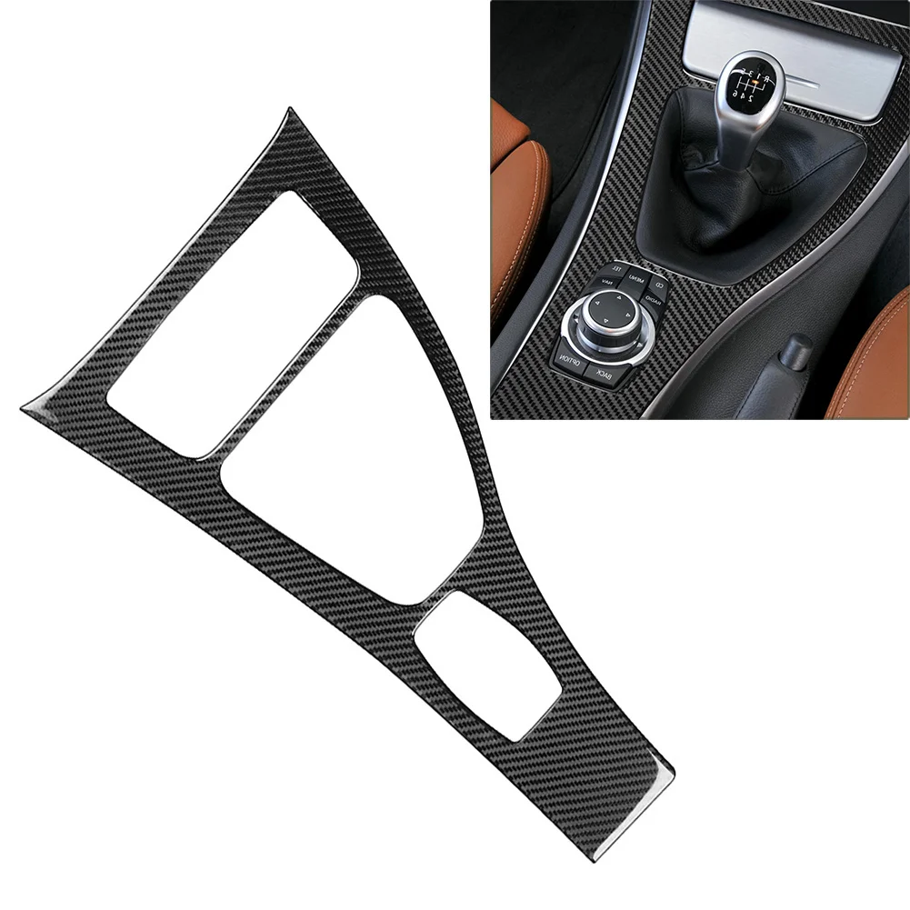 Auto Center Console Panel Sticker Cover Gear Shift Trim RHD For BMW 3 Series E90 E93 E92 2008-2012 Carbon Fiber Black