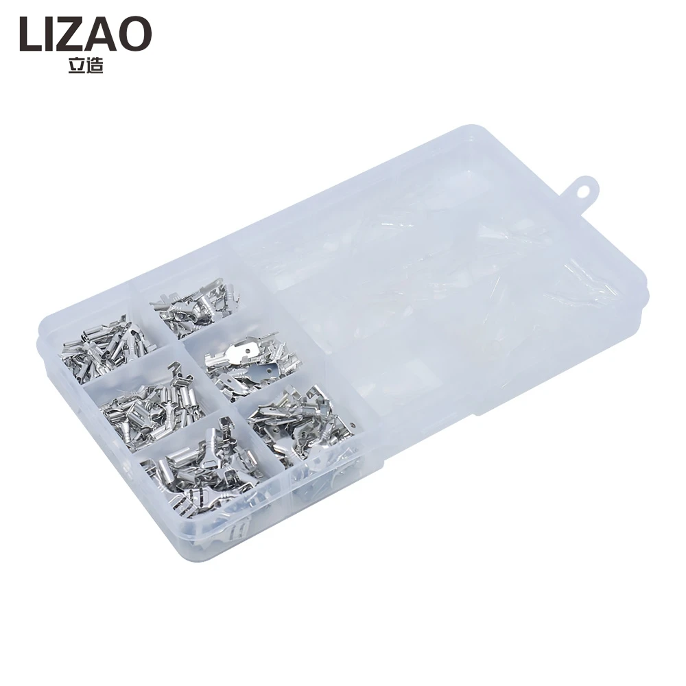 

LIZAO 6.3/4.8/2.8 Spring Blade Sheath 30Sets Cold Press Wiring Terminal Male Female Connector Kit