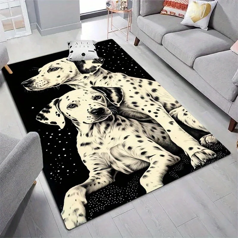 Dalmatian Dog Door Mat, Black & White Spotted Puppy Pattern, Pet Lover Welcome Rug, Non-slip Floor Mat, Living Room Decor