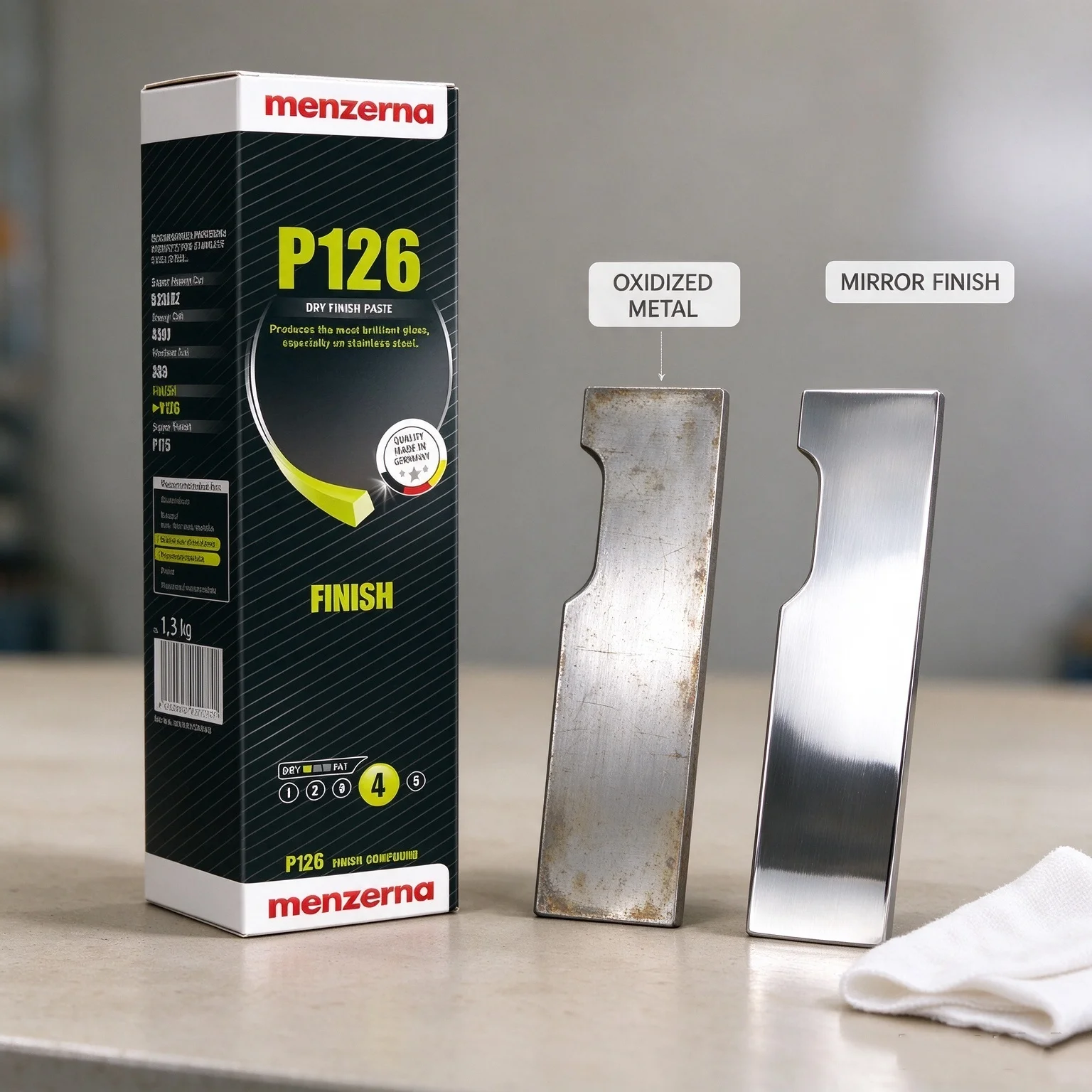 Menzerna P126 Pink Solid Polishing Compound Dry-Grease Type Mirror Gloss Finish for Jewelry & Stainless Steel Final Buffing