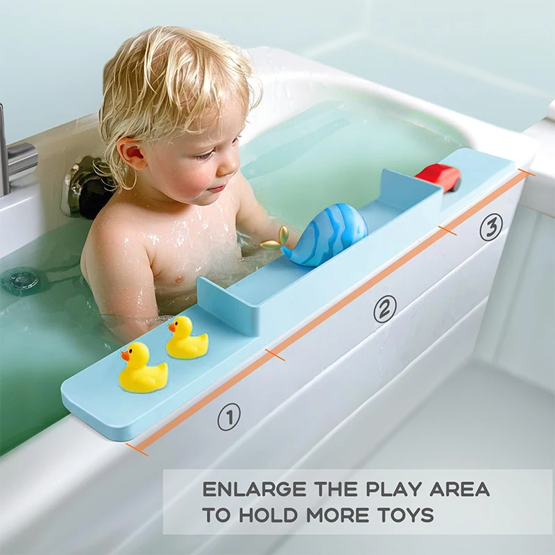 

Splash Guard For Bathtub, Silicone Bath Tub Splash Guard For Kids, Bath Play Toy Holder Storage For Toddlers Baby