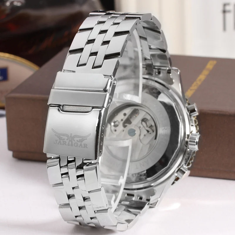 Stainless Steel Waterproof Mens Skeleton Automatic Watches Top Brand Luxury Fashion Transparent Mechanical Sport Male Wristwatch