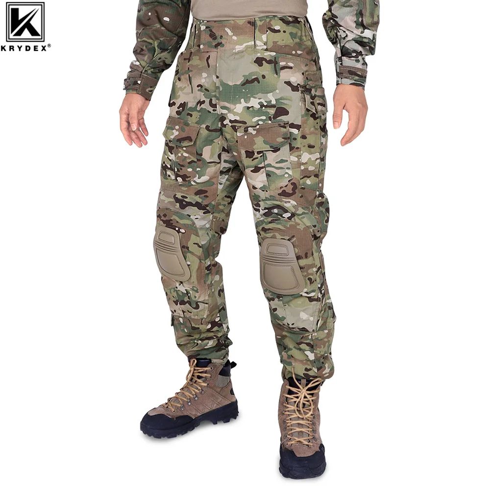 

KRYDEX Combat Pants Tactical Hunting Outdoor Hiking Trousers with knee Pads Camouflage Camo MC