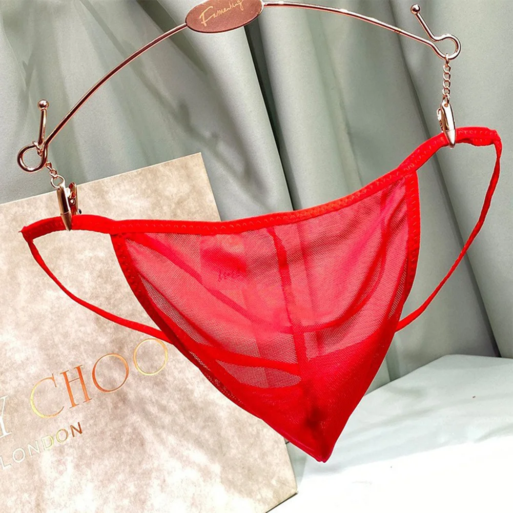 Mens Transparent Thongs Elastic Low-Rise Briefs Ultra-Thin Open Crotch Lingerie See Through G Strings Underwear For Hot Man