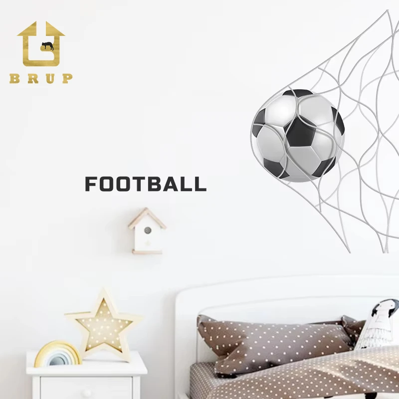 BRUP Into Goal Football Wall Stickers for Children's Room Kids Baby Room Soccer Vinyl Wall Decals Living Room Bedroom Decorative