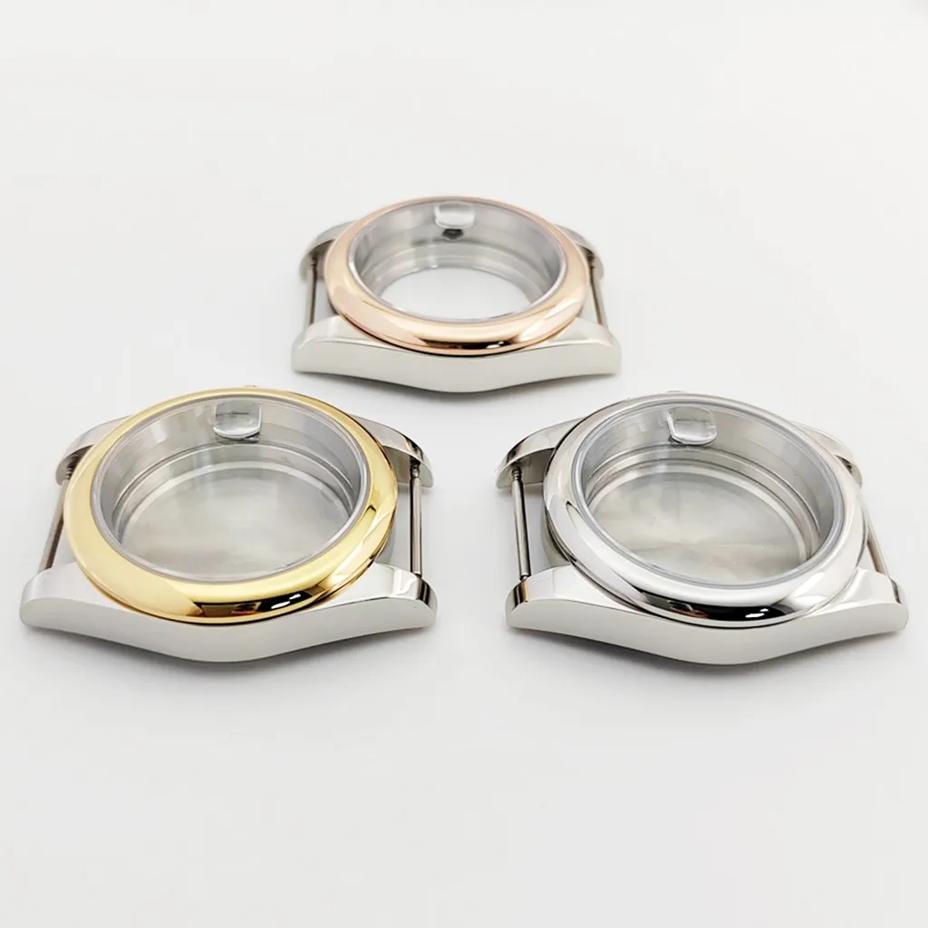 40 мм серебристый, золотой корпус для часов из нержавеющей стали, сапфировое стекло для NH35 NH36 ETA2824 PT5000 ST2130, часть автоматического механизма