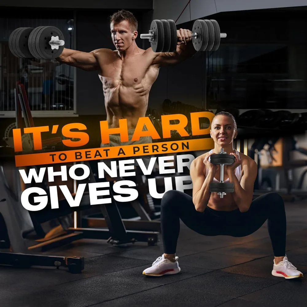 مقابض دمبل قابلة للتعديل مقاس 14-24 بوصة مع أطواق آمنة، قبضة مطاطية لألواح الوزن مقاس 1 بوصة - معدات الصالة الرياضية المنزلية #5