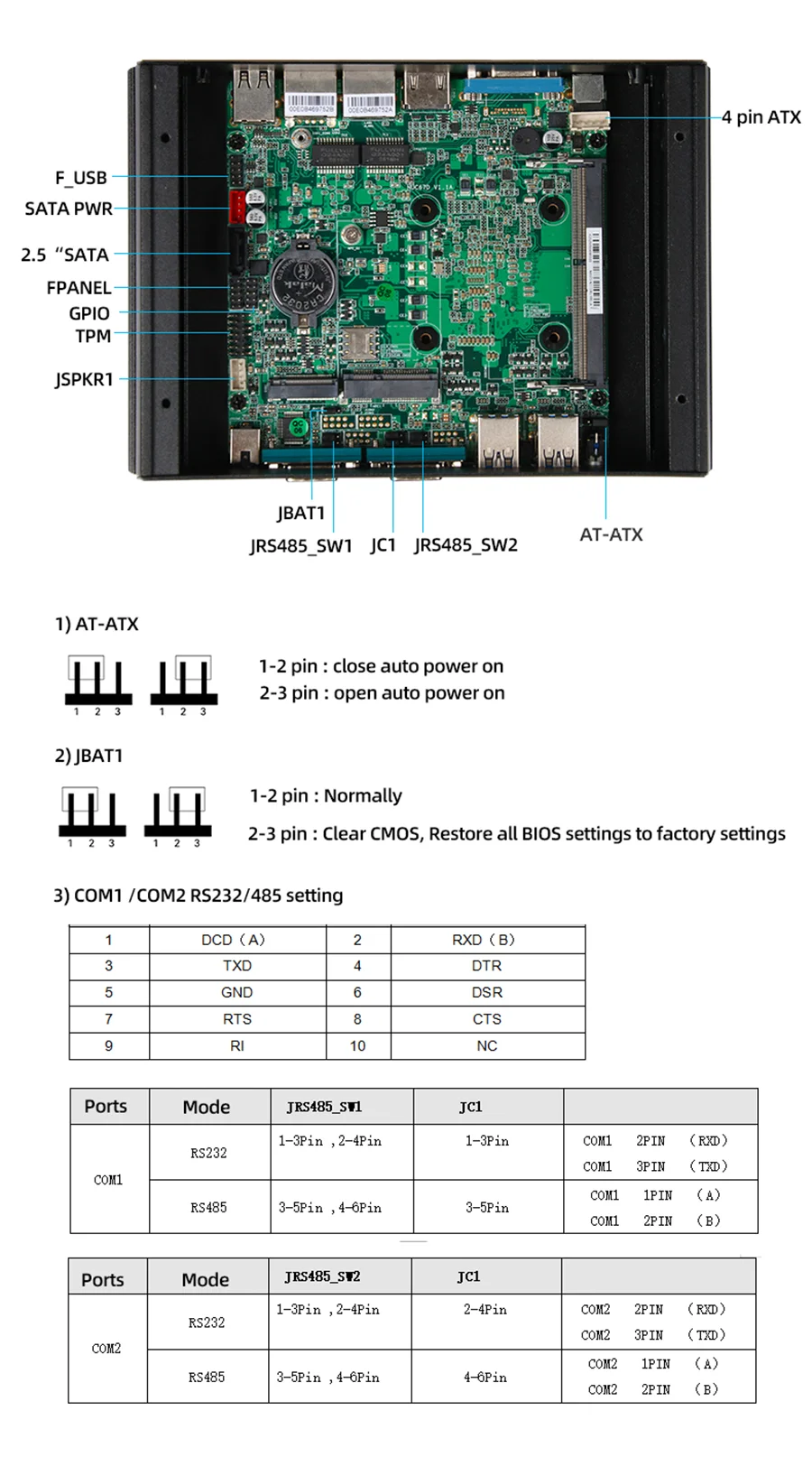 Fanless Industrial Mini PC Intel I3-8130U I5-8250U 2x DB9 RS232 RS485 2x LAN 6x USB Mini PCIe GPIO WiFi 4G LTE Win10/11 Linux