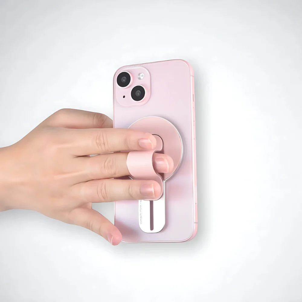 Tragbarer Magnetischer Fingerring-Handyhalter Luxuriöser Abnehmbarer Griff-Ständer für iPhone Leder-Handyhalterung Magnetische Faltbare Halterung – Detail 13