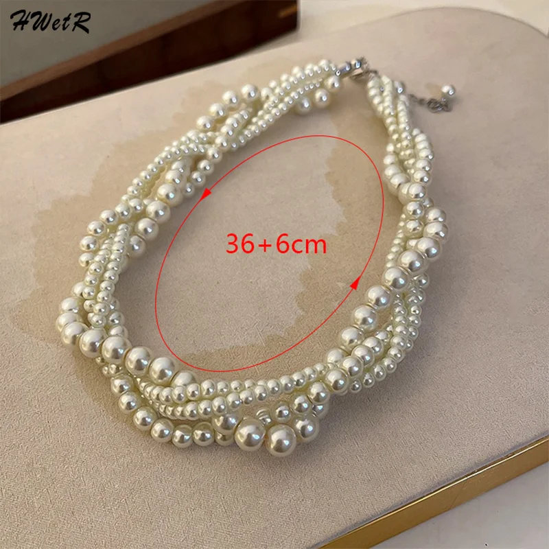 1Pcs Fashion Charm White Twining Pearl Choker Necklaces For Women Geometric Necklaces Weddings Bride Jewelry Accessories