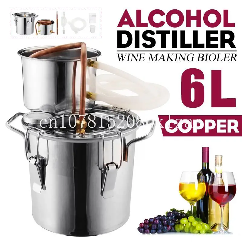 

DIY Still Alcohol Distiller Copper With Circulating Pump Water Wine Brandy Essential Oil Brewing Kit 6L/2Gal