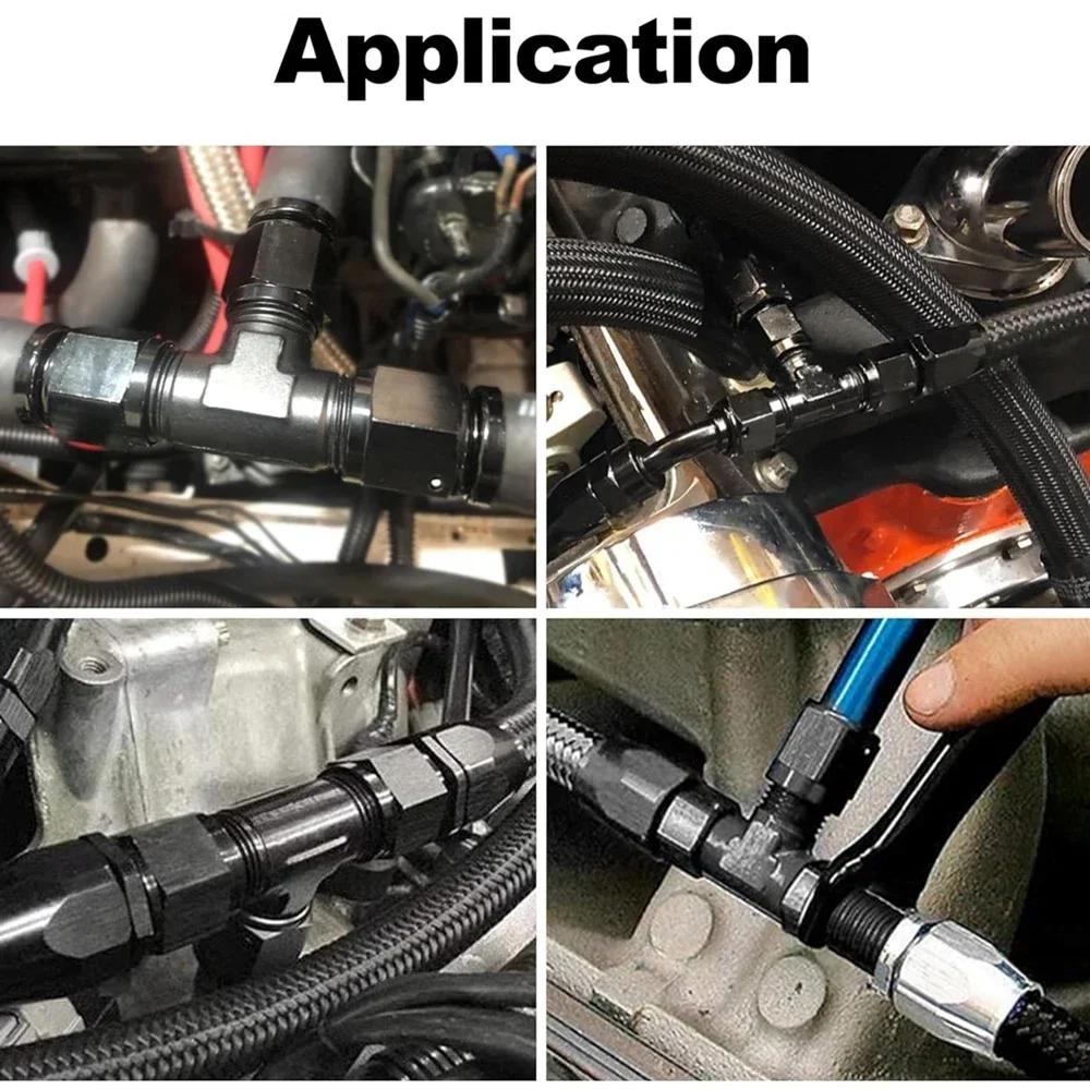 4AN mannelijke flare naar 1/8" NPT T-stuk Union T brandstofslangfittingadapter, 6AN tot 1/4" NPT, 8AN tot 3/8" NPT, 10AN tot 1/2" NPT
