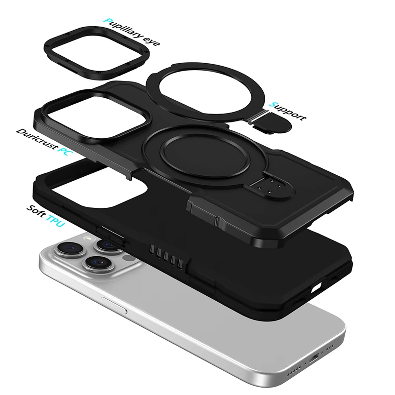 Case for iPhone 11 Pro Max Armor Phone Cover with Rotated Ring Stand for iPhone XR XS Max SE2020 7 8 14 15 Plus