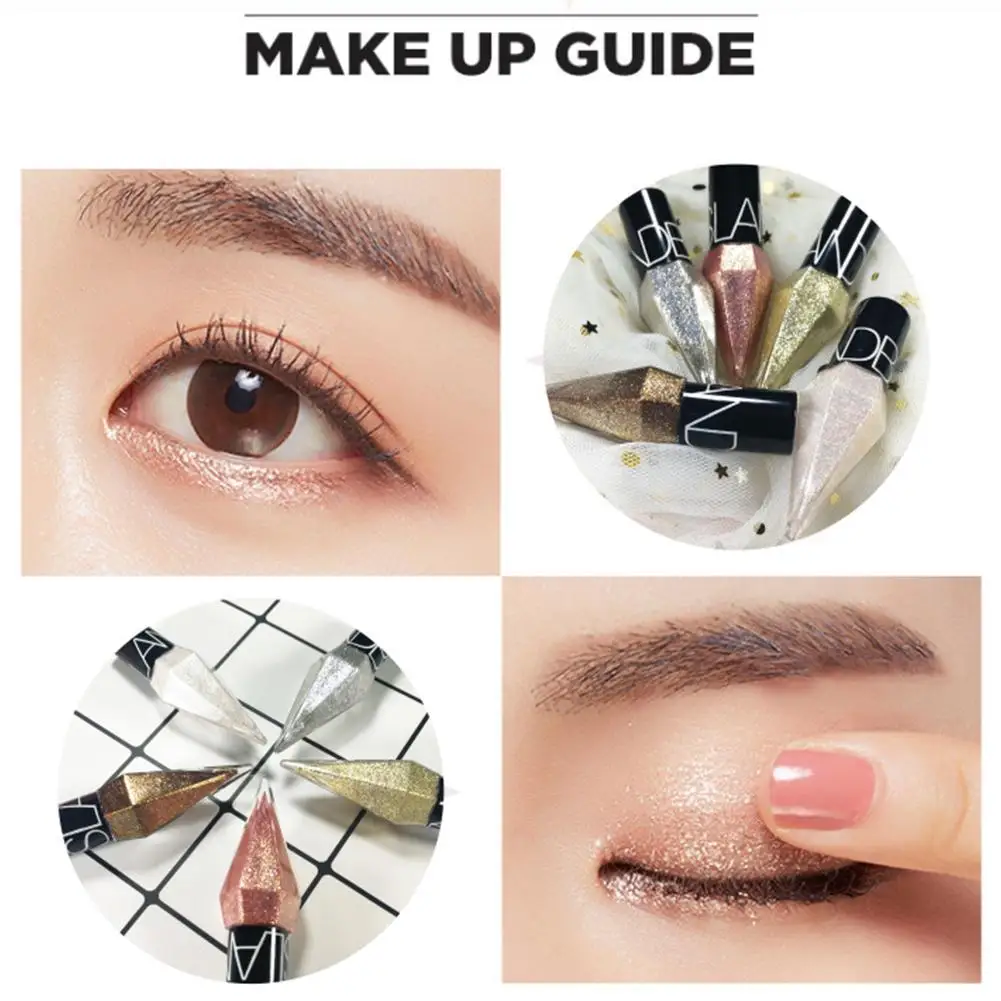 Eye Shadow Pearlescent Diamond Eye Shadow Liquid 5-color Sequins MakeUp Smooth Mini Fine Brush Eyeliner Shine And Head