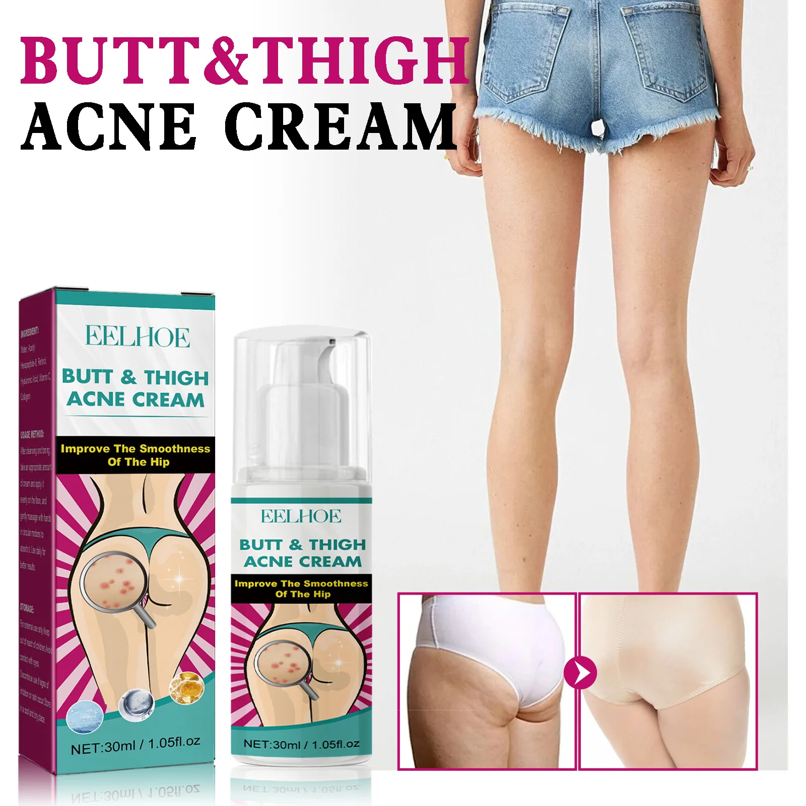 

Butt Thigh Clearing Cream Bumps Treatment Preventing Smooth Hip Sagging Buttocks Fade Dark Skin Clean Moisturizing Skin Creams