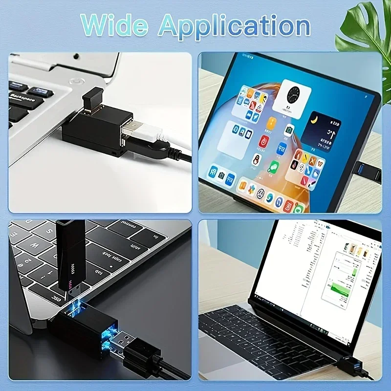 USB 3.0/2.0 محور محول موسع صندوق الفاصل الصغير 1 إلى 3 منافذ عالية السرعة USB 2.0 للكمبيوتر المحمول U القرص قارئ بطاقات