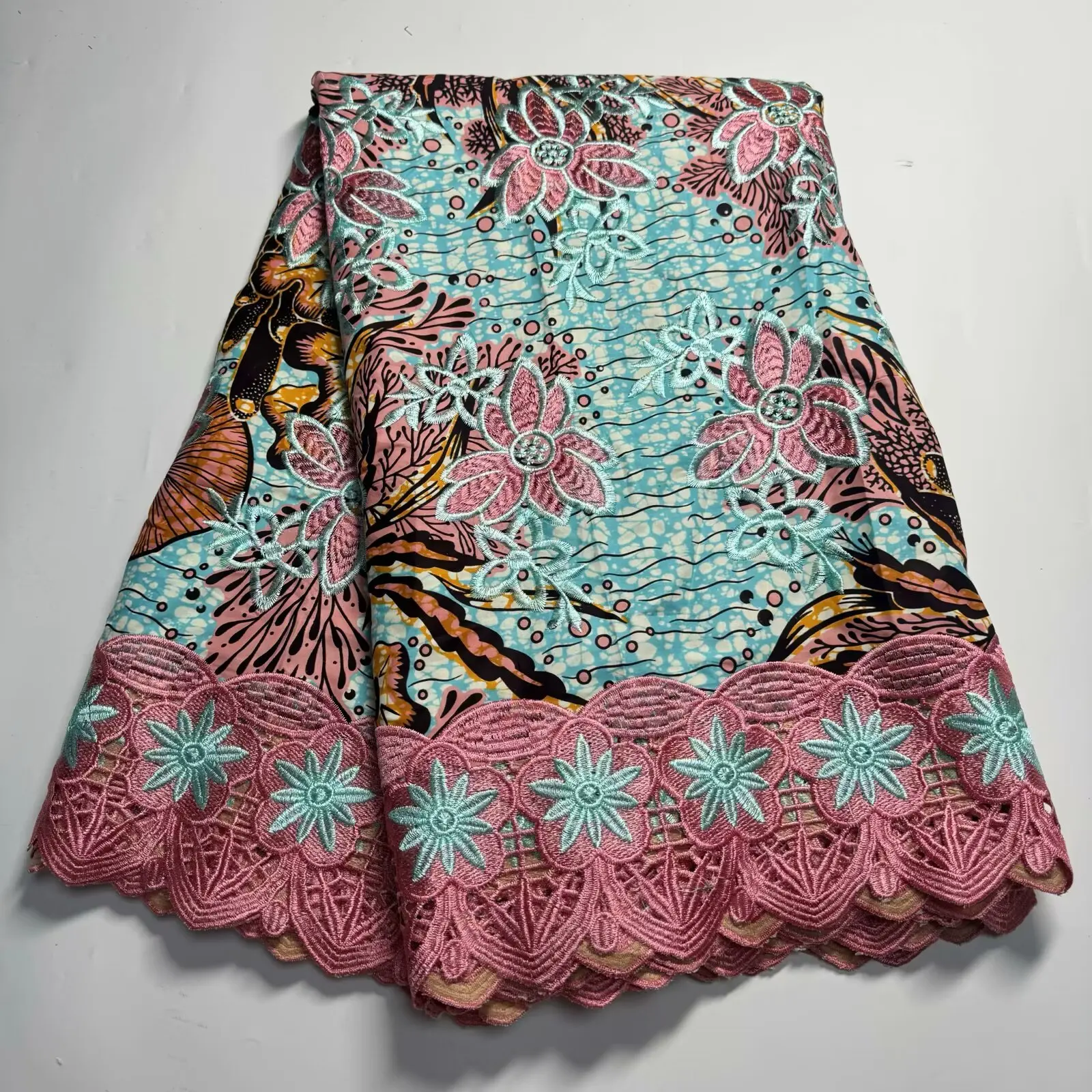 

New African Ankara Wax Guipure Cord Lace Fabric Newest Nigerian Wax Lace for Sew Classics Wedding Party Dress 19A08
