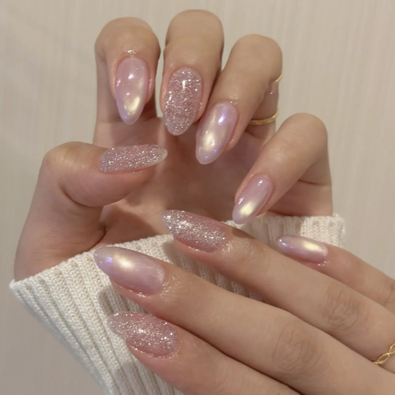 24 pezzi glitter diamante stampa sulle unghie fard rosa occhi di gatto unghie finte dolce carino bara copertura completa breve quadrato punte per