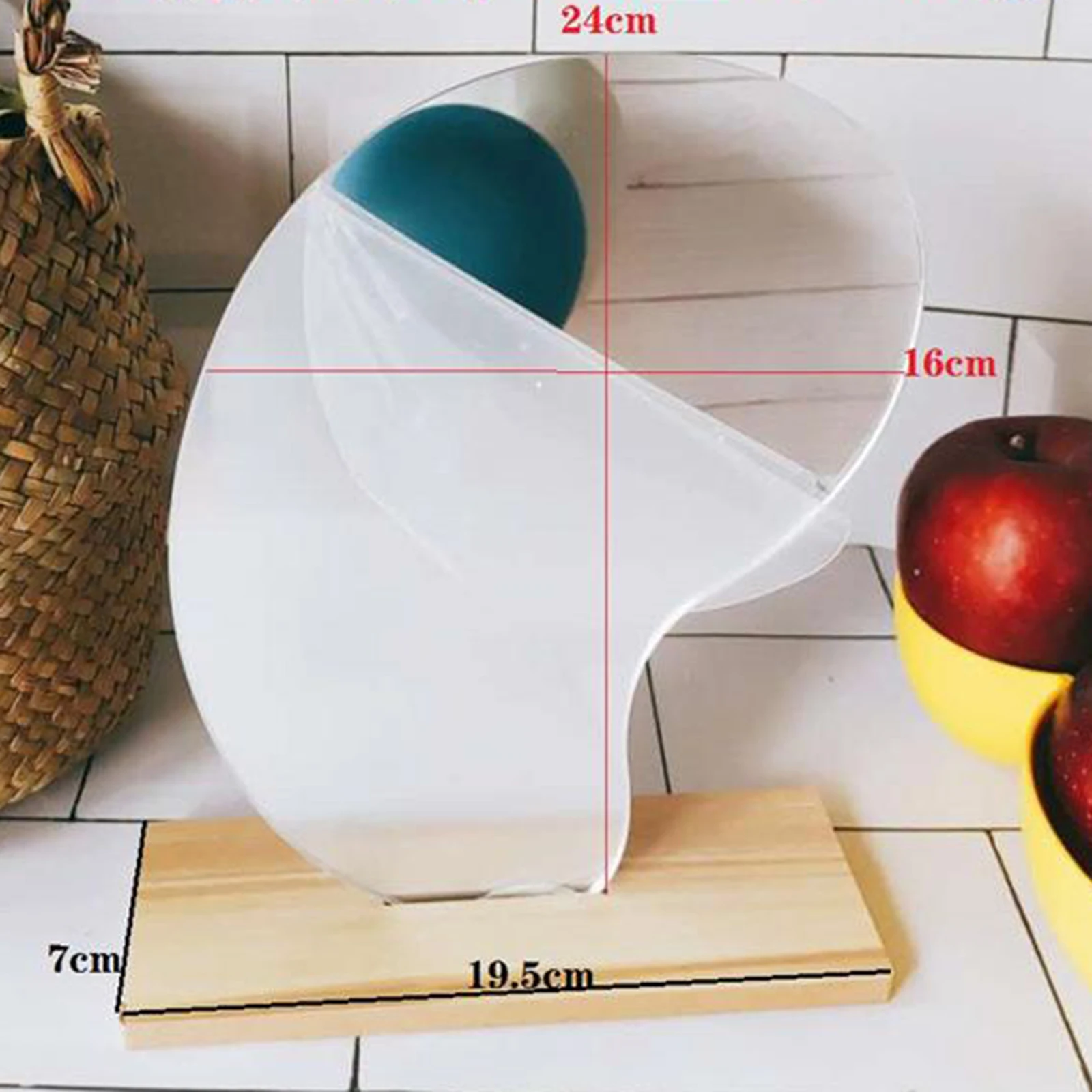 Miroir de maquillage cosmétique irrégulier avec base en bois, cadeau pour femmes