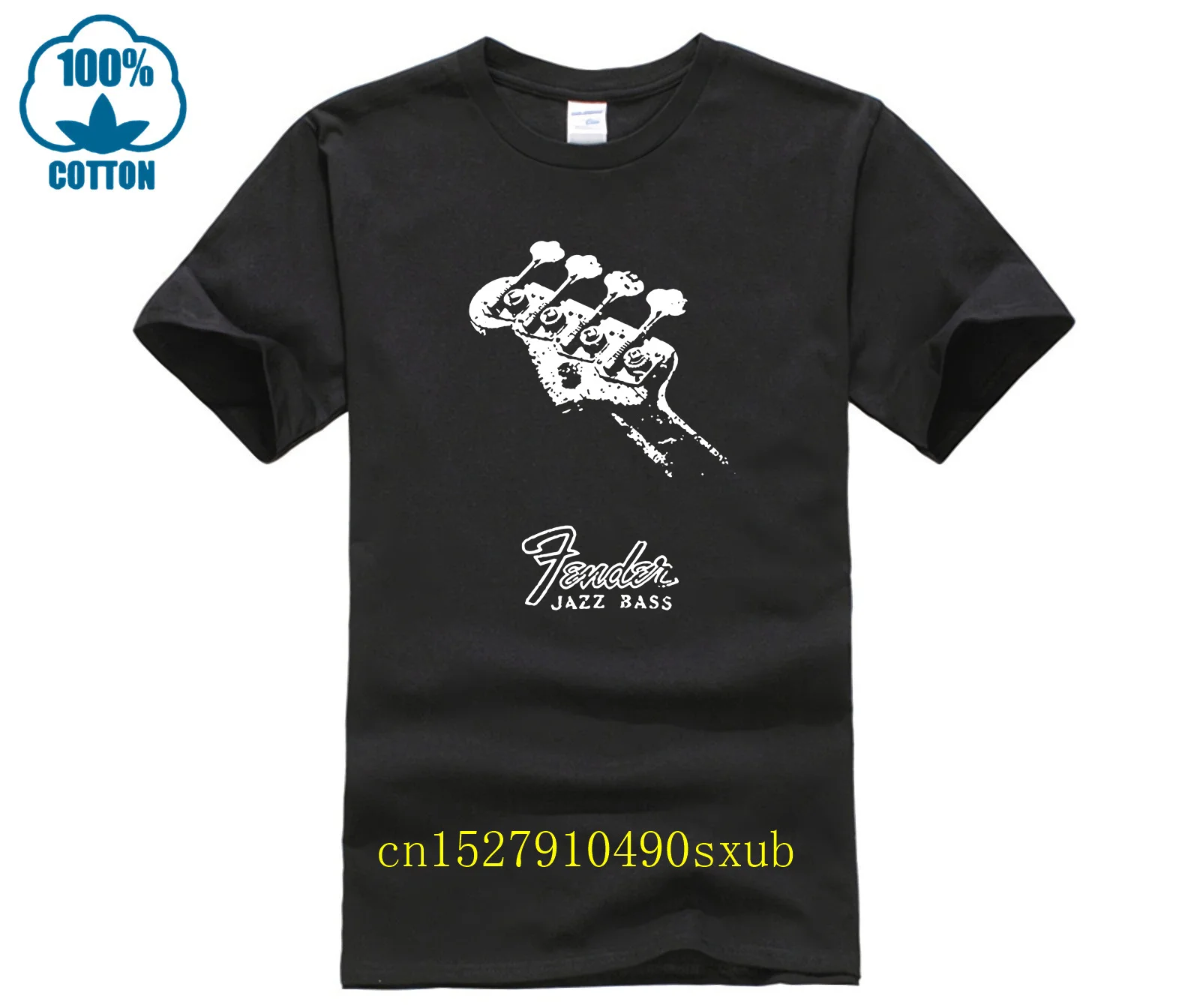 Jazz Bass Guitar Logo Classic Black T-Shirt Newest Summer Men\'s Short Sleeve Popular Tees Shirt Tops Novel Unisex