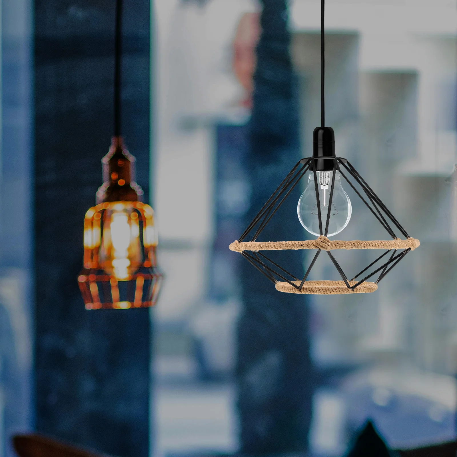 

Hollow Metal Lampshade Woven Industrial Style Chandelier Vintage Pendant Shade Decorative Cage For Coffee Shop Bar Restaurant