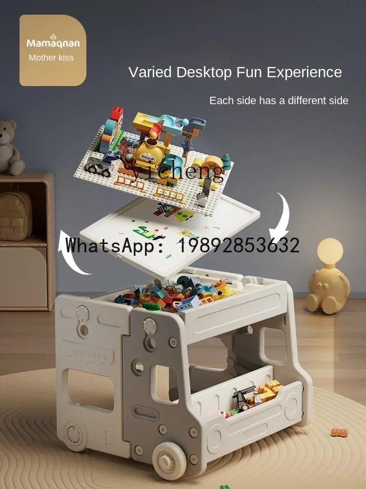 ABC Kinder Multifunktionaler Bausteintisch Arbeitstisch Baby Lernspielzeug Spiel Lego Tisch