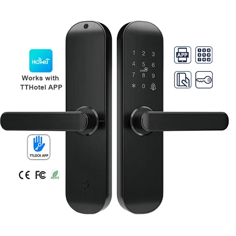 

Rainproof Airbnb Smart RFID Hotel Door Lock Electronic IC Card Door Handle TTLock TThotel Lock System