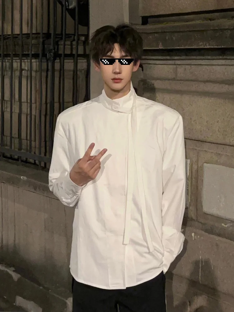 

Новый китайский Sle Long Sve воротник-стойка мужской irt весна осень высокая мода базовый слой белый повседневная модель одежды Haome