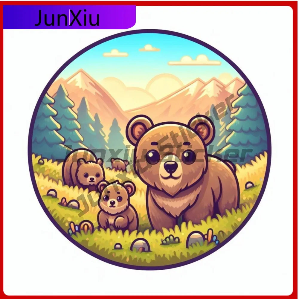 Cute Grizzly Bear Sticker toon Decal for Truck Trendy Waterproof Vinyl Decorat Car Laptop Window Bumper