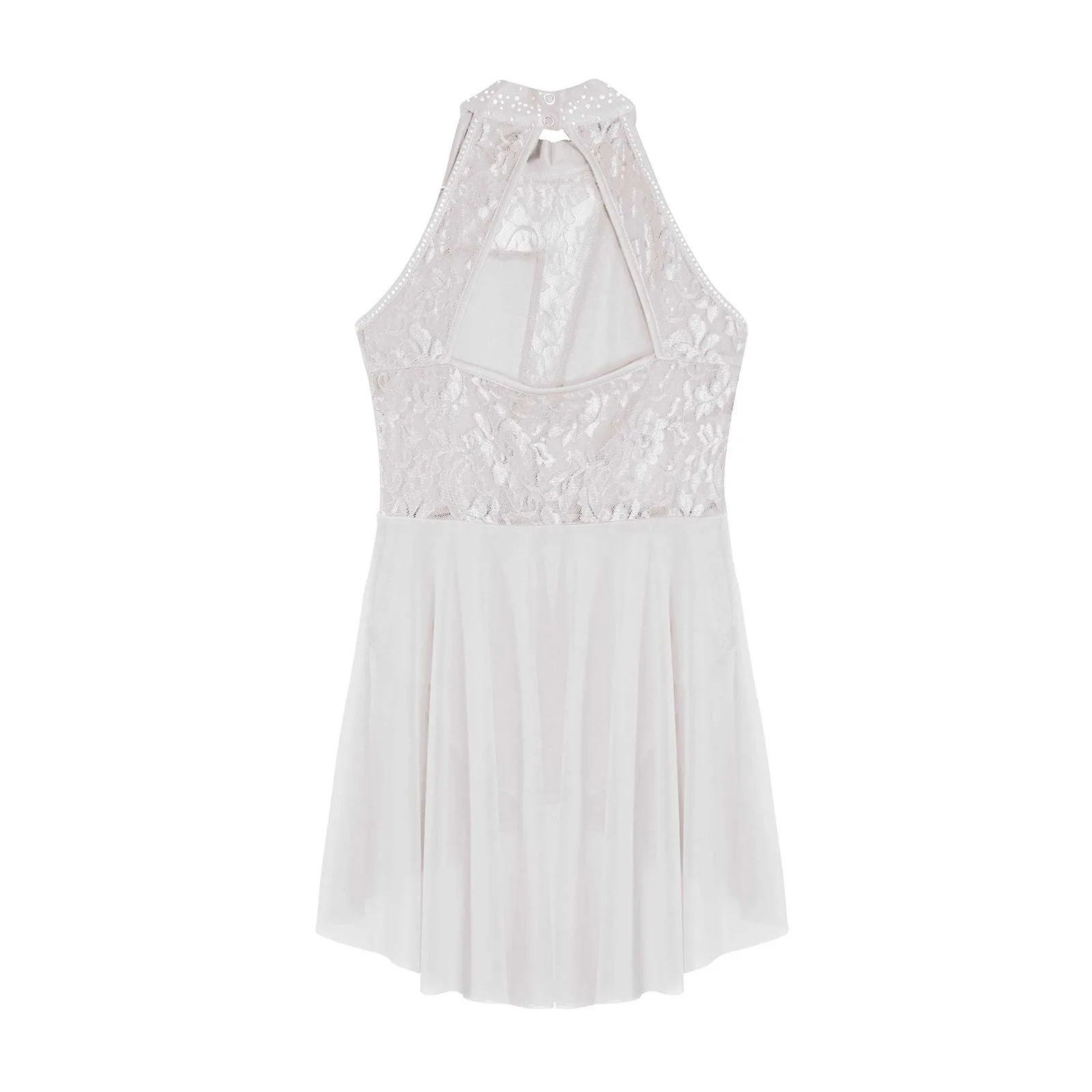 الفتيات الحديثة الغنائية ملابس رقص الجمباز فستان بلا أكمام الدانتيل الراين ارتداءها لشكل التزلج الباليه الجمباز البهلوانية