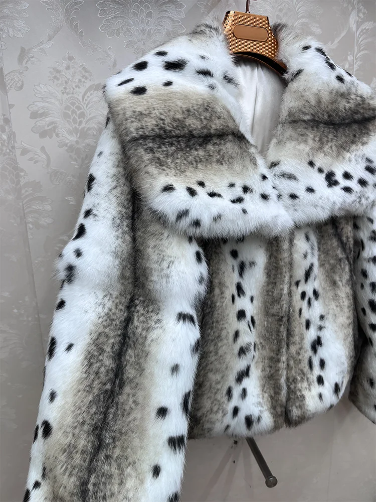 2026 New 100% Genuine Whole Skin Real Rabbit Fur Coat Luxury Leopard Print Natural Fur Jacket Full Pelt Rabbit Fur Overcoat
