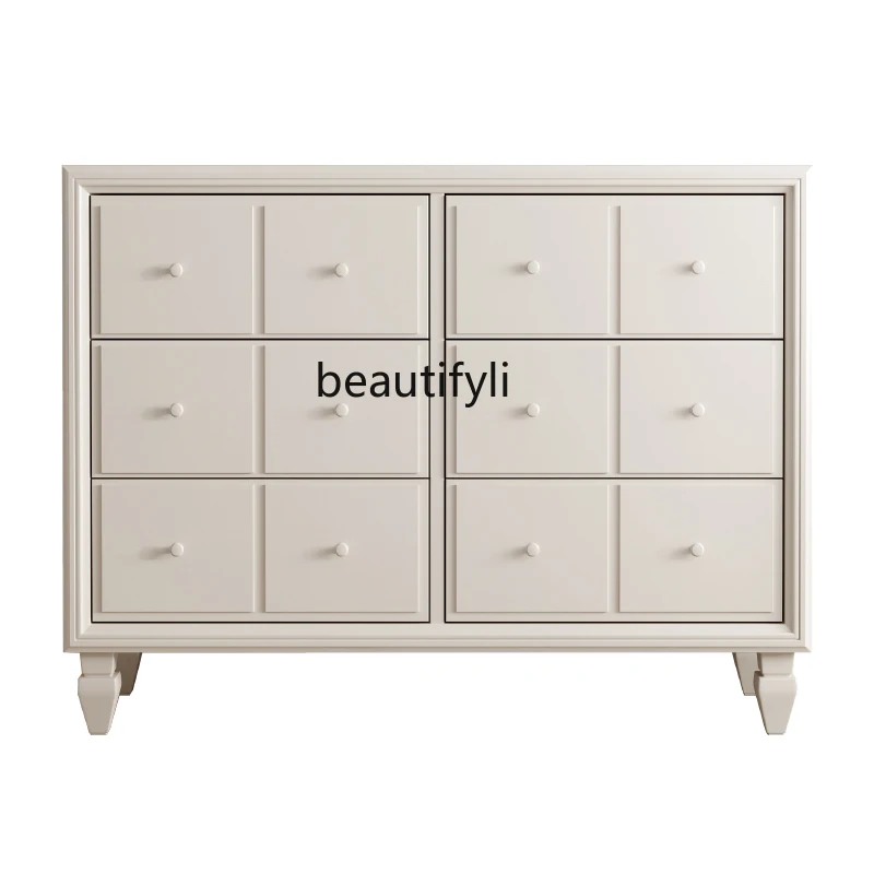 

Light Luxury Cream Style Solid Wood Bedroom Storage Chest of Drawers Hallway Bedside Cabinet Kitchen Sitting Room Cabinet