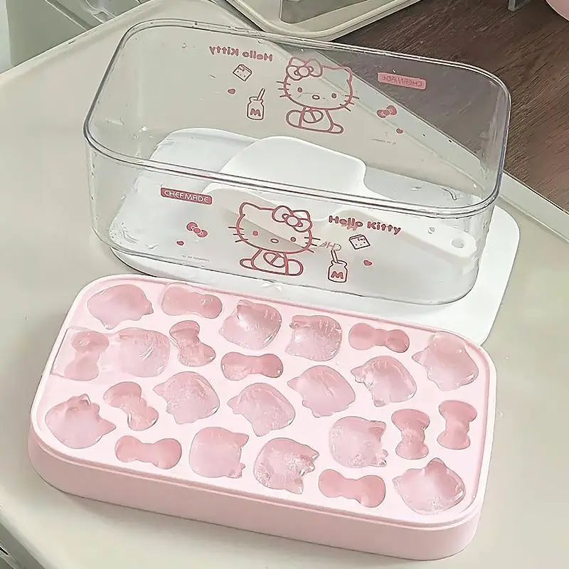 

Ведро для льда с героями мультфильмов «Hello Kitty», мультяшная форма для изготовления льда, коробка для изготовления льда большой емкости, пресс-тип, лоток для льда, модный красивый