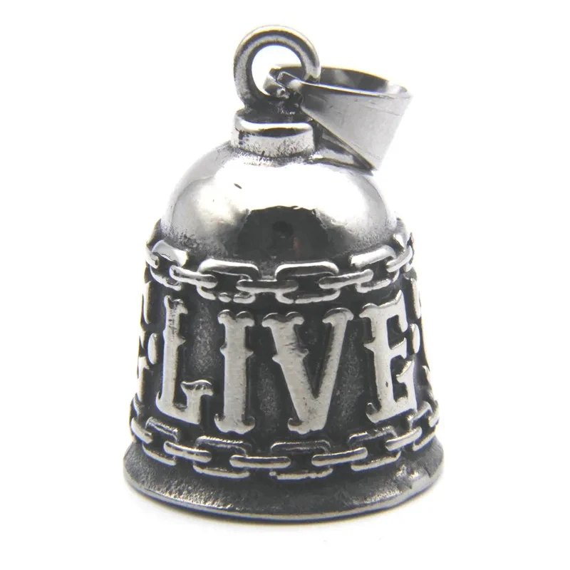 Live To Ride Bell Pendant 316L Stainless Steel Motorbiker Men Necklace