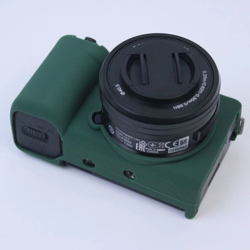 For Sony ZVE10 Rubber Body Cover Soft Silicone Armor Protective Camera Bag Anti-drop and shock-proof Case+ Free Tempered Film