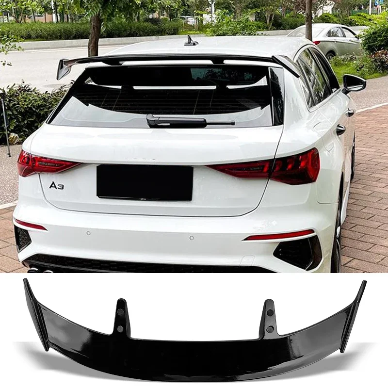 GLossy Black Spoiler for Audi A1 Sportback Q2 Q3 Q5 Q7 A3 Hatchback Universal Carbon Surface Rear Trunk Wing Accessories