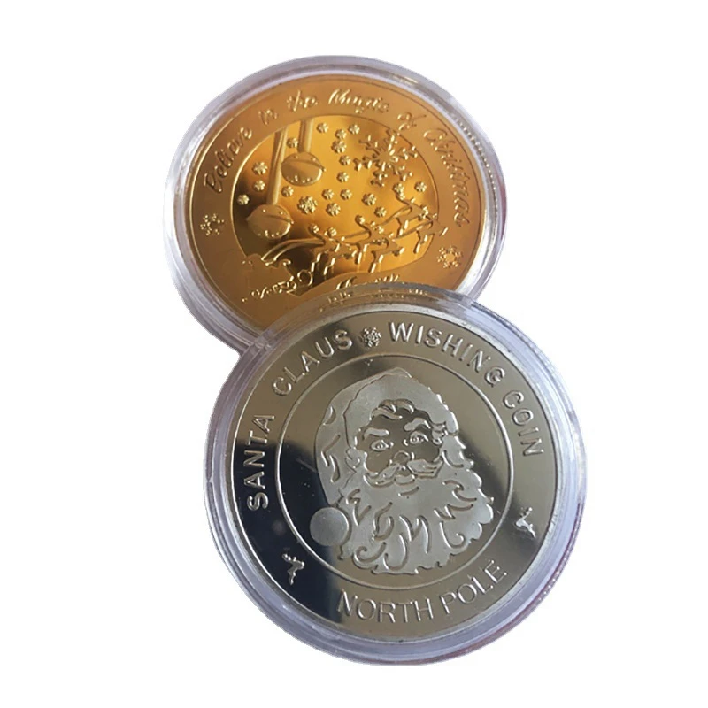 Santa Claus Wishing Coin Collectible Gold Plated Souvenir Coin North Pole Collection Gift Merry Christmas Commemorative Coin