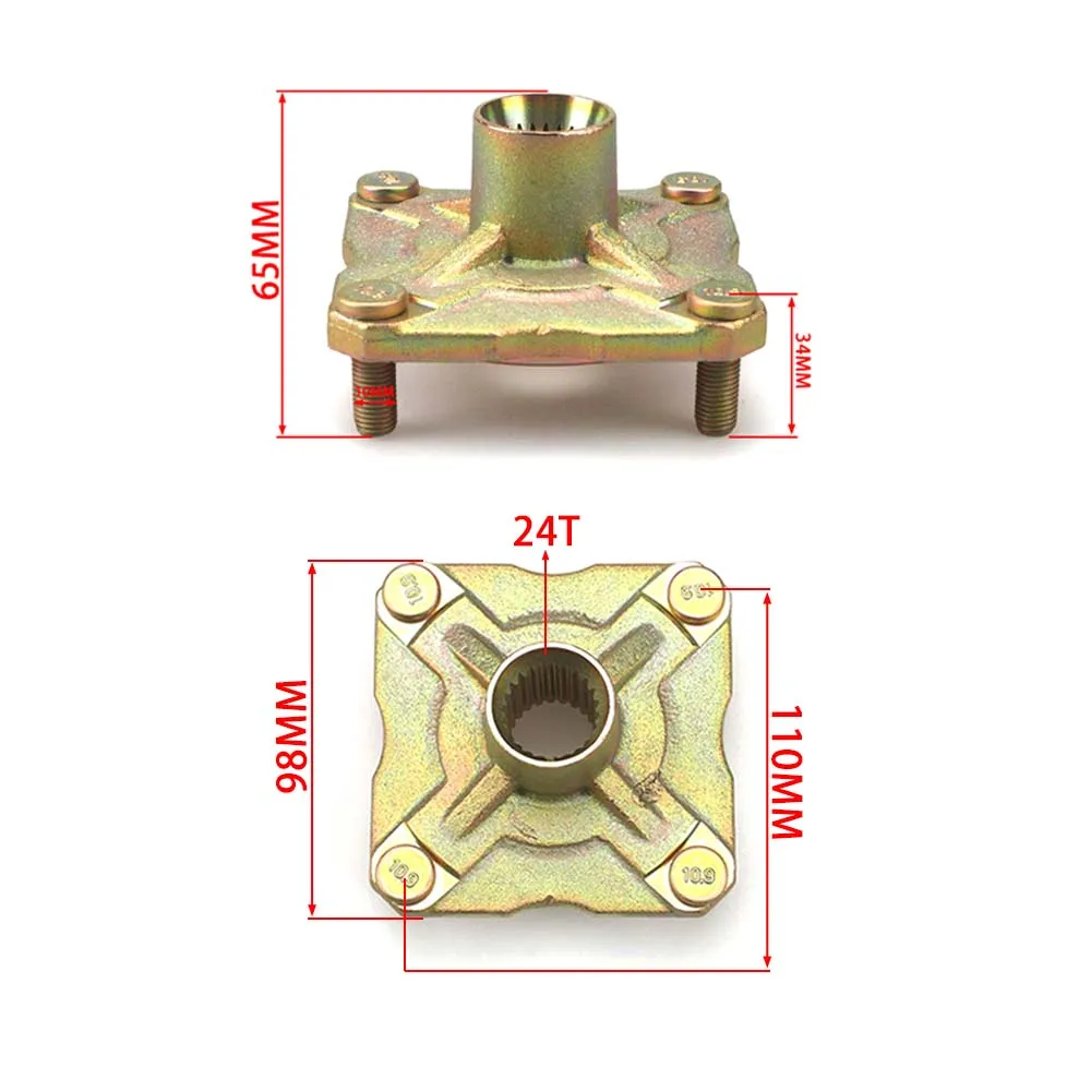 4 Hole Rotating Flange 24 Teeth ATV Rear Wheel Hub Drum Core Fixed Seat For Mini Electric Vehicle Beach Car Modification Parts